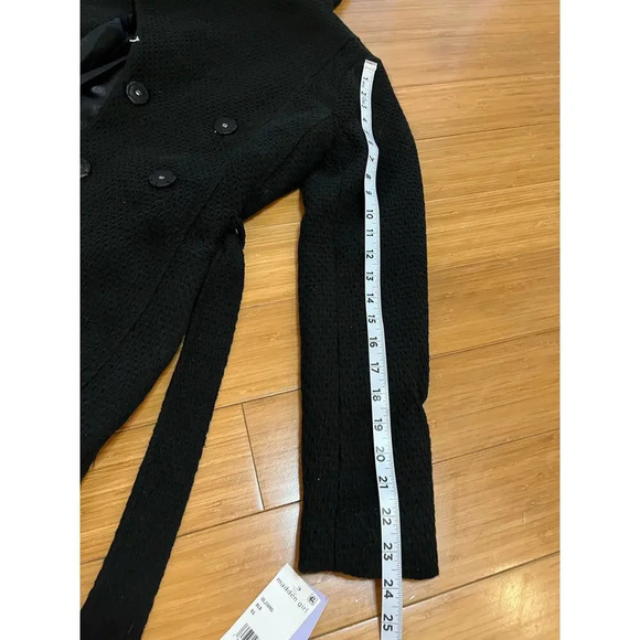 NWT Madden Girl Black Textured Pea Coat Women XS Neutral Classic 5% Wool Winter - Picture 7 of 11